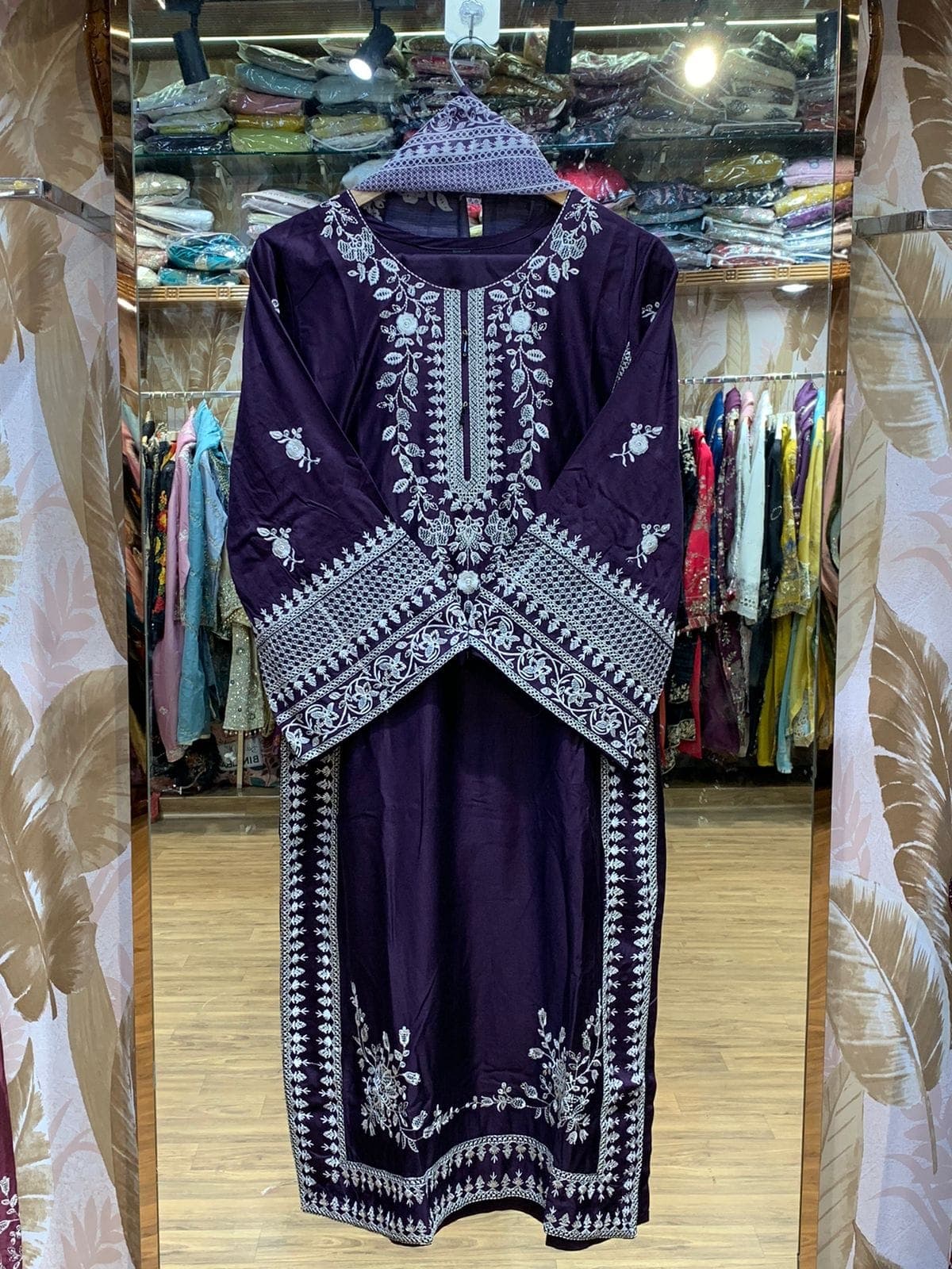 Deep Purple Embroidered Lawn 3-Piece Suit