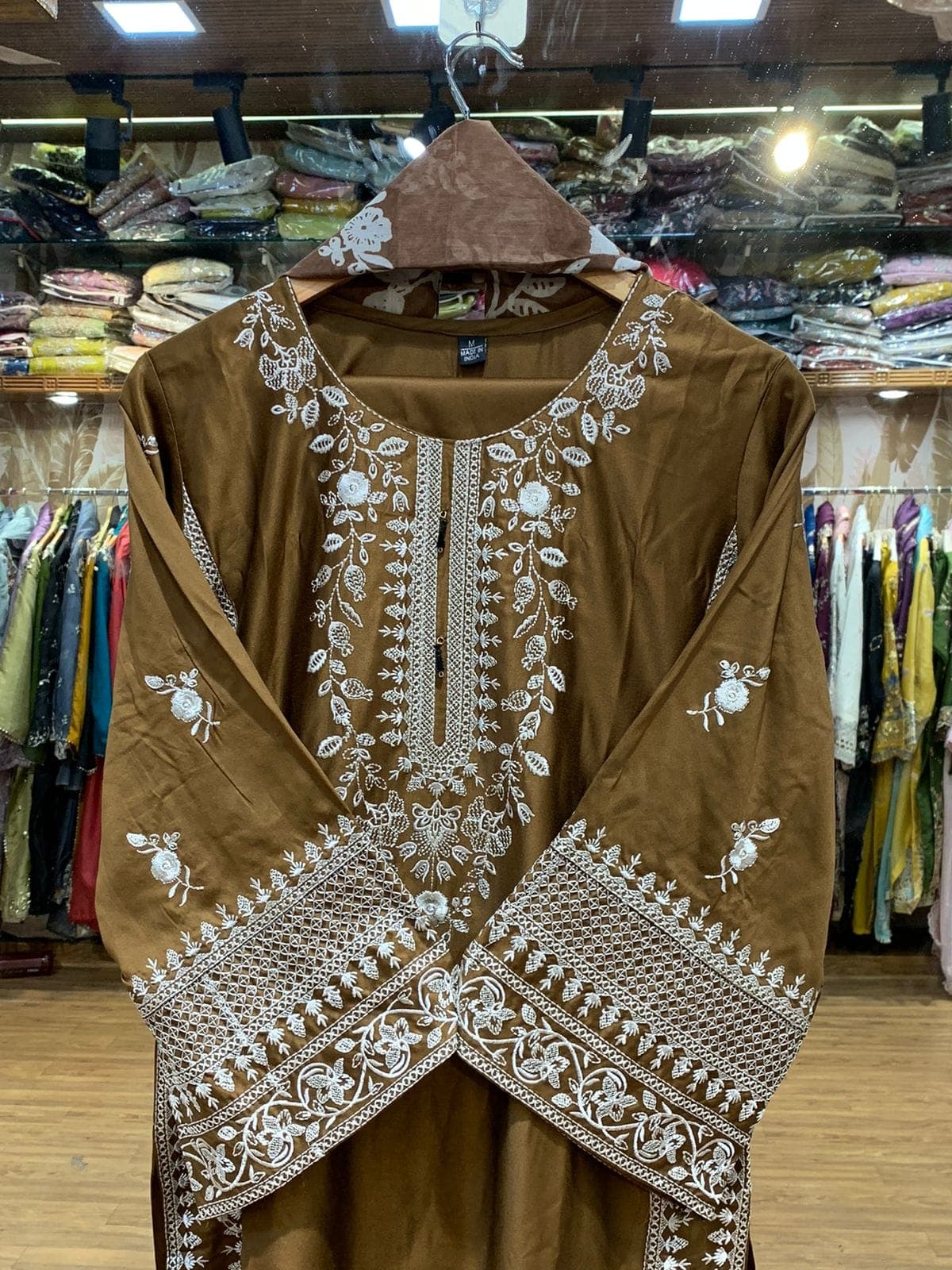 Brown Embroidered Lawn 3-Piece Suit