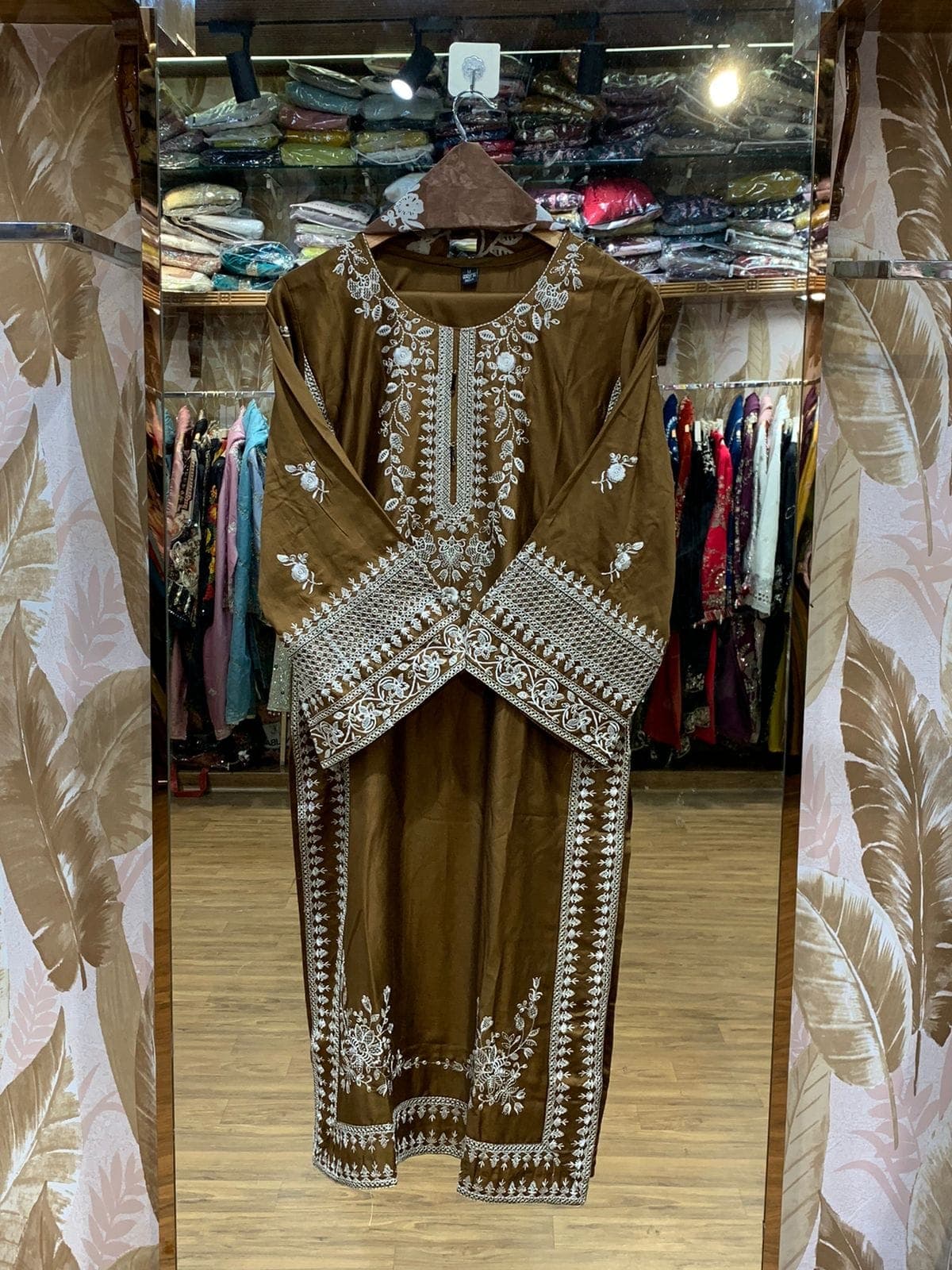 Brown Embroidered Lawn 3-Piece Suit