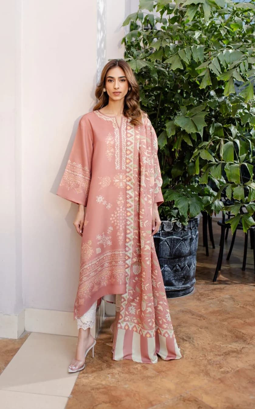 Peach Blush Printed Lawn 3-Piece Suit
