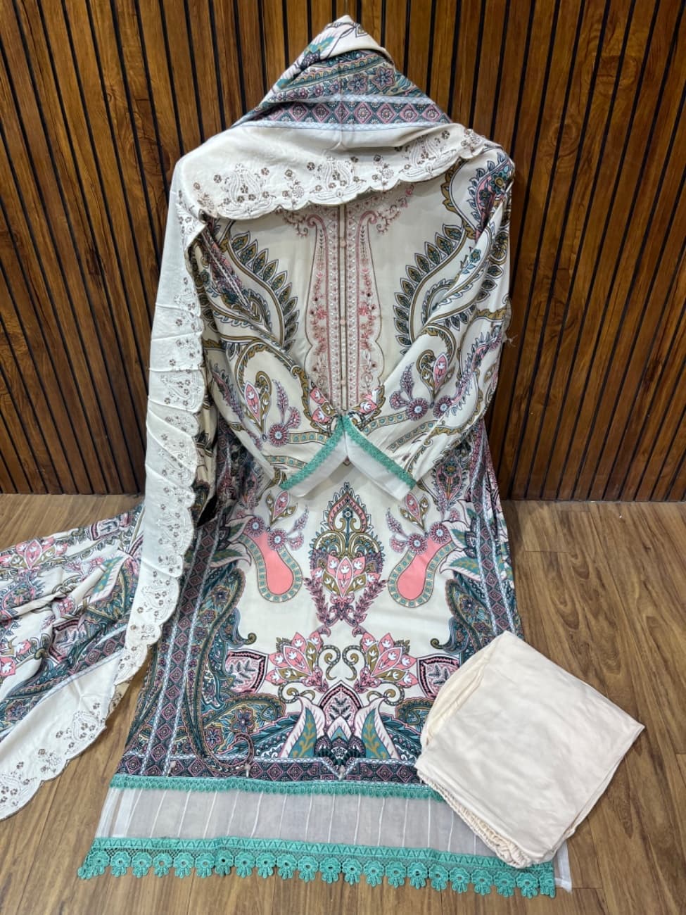 pearl white shade with multi colour elegant digital paisley and floral print