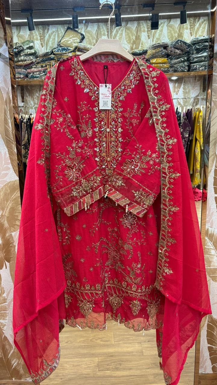 Beige & Black Embroidered Kurti with Lace Hem Detailing