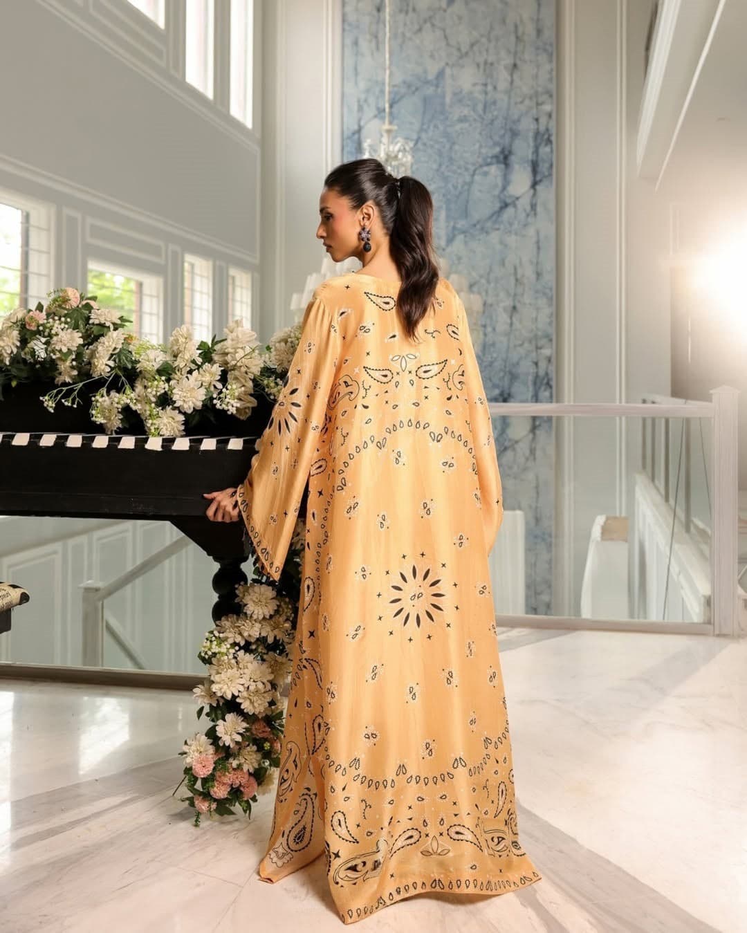 Mustard Printed Designer 3-Piece Suit