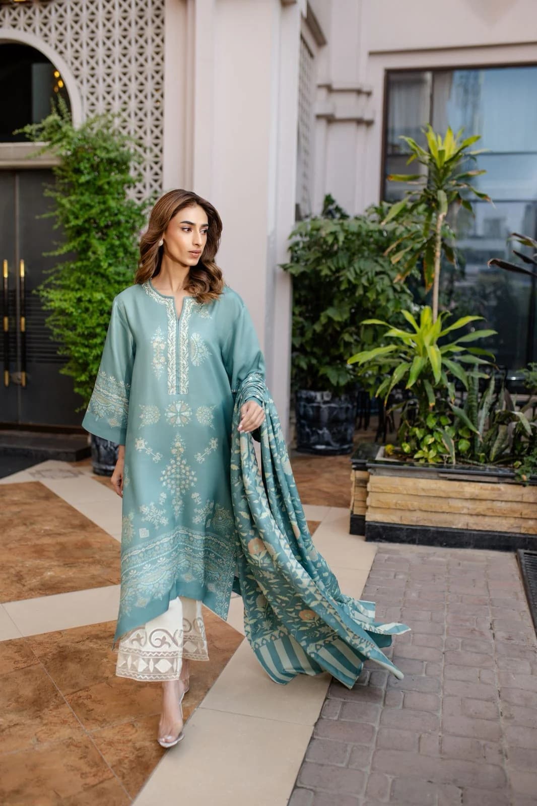 Sage Green Printed Lawn 3-Piece Suit