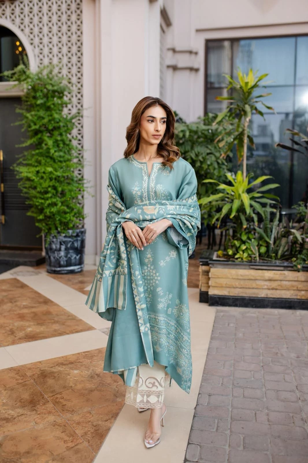 Sage Green Printed Lawn 3-Piece Suit